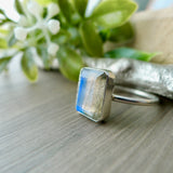 Labradorite Ring, Emerald Cut