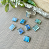 Labradorite Ring, Emerald Cut