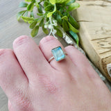 Labradorite Ring, Emerald Cut