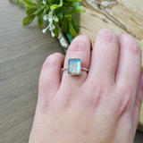Labradorite Ring, Emerald Cut