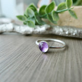 Amethyst Ring, Faceted Round, 6mm