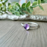 Amethyst Ring, Faceted Round, 6mm