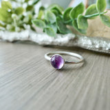 Amethyst Ring, Faceted Round, 6mm