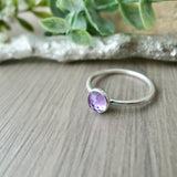 Amethyst Ring, Faceted Round, 6mm