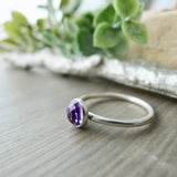 Amethyst Ring, Faceted Round, 6mm