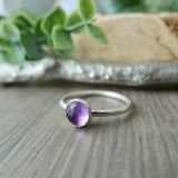 Amethyst Ring, Faceted Round, 6mm