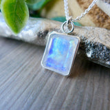 Moonstone Necklace, Emerald Cut