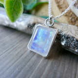Moonstone Necklace, Emerald Cut