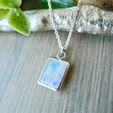 Moonstone Necklace, Emerald Cut