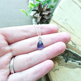 Amethyst Necklace, Tear Drop, Faceted