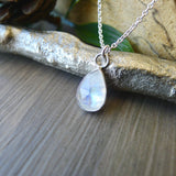 Moonstone Necklace, Faceted, Tear Drop
