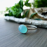 Paraiba Chalcedony Ring, Faceted Oval