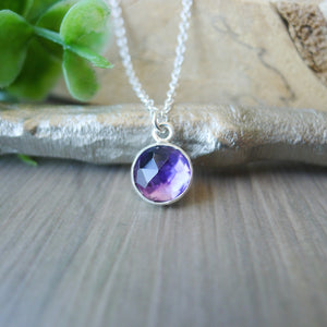 Amethyst Necklace, Faceted, Circle