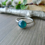 Grandidierite Ring, Faceted Round 8mm