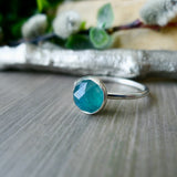 Grandidierite Ring, Faceted Round 8mm