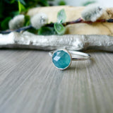 Grandidierite Ring, Faceted Round 8mm