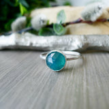 Grandidierite Ring, Faceted Round 8mm