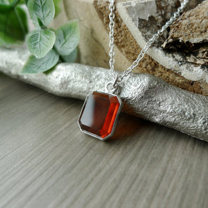 Garnet Necklace, Emerald Cut, Faceted