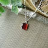 Garnet Necklace, Emerald Cut, Faceted