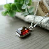 Garnet Necklace, Emerald Cut, Faceted
