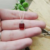 Garnet Necklace, Emerald Cut, Faceted