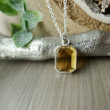 Citrine Necklace, Emerald Cut, Faceted