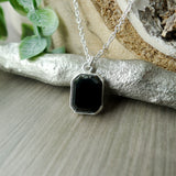 Onyx Necklace, Emerald Cut, Faceted