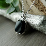 Onyx Necklace, Emerald Cut, Faceted