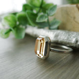 Citrine Ring, Emerald, Faceted