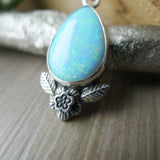 Sterling Opal, Tear Drop, Floral