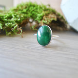 Malachite Ring, Smooth Oval, Large