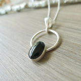 Onyx Necklace, Smooth Oval in Circle
