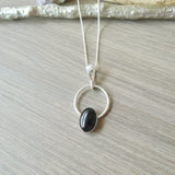 Onyx Necklace, Smooth Oval in Circle