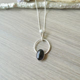 Onyx Necklace, Smooth Oval in Circle