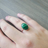 Malachite Ring, Smooth Oval, Large