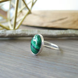 Malachite Ring, Smooth Oval, Large