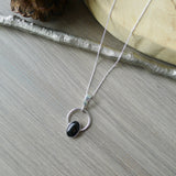 Onyx Necklace, Smooth Oval in Circle