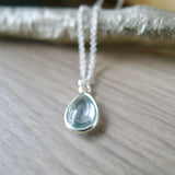Blue Topaz Necklace, Smooth Tear Drop