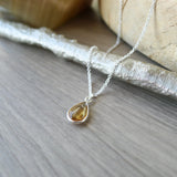 Citrine Necklace, Smooth Tear Drop