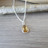 Citrine Necklace, Smooth Tear Drop