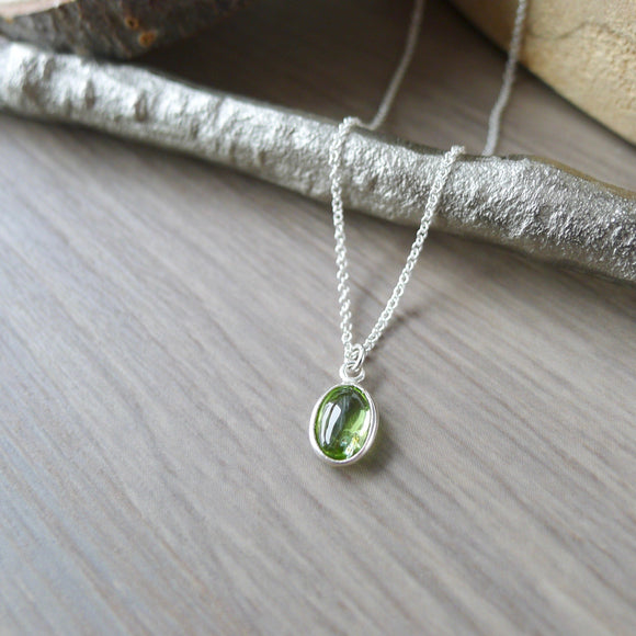 Peridot Necklace, Smooth Oval