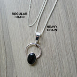 Onyx Necklace, Smooth Oval in Circle