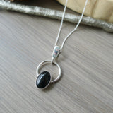 Onyx Necklace, Smooth Oval in Circle