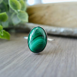 Malachite Ring, Smooth Oval, Large
