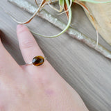 Tigers Eye Ring, Smooth Oval