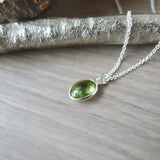 Peridot Necklace, Smooth Oval