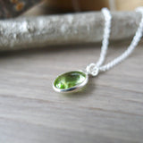 Peridot Necklace, Smooth Oval