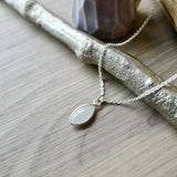 Moonstone Necklace, Smooth Marquise, White