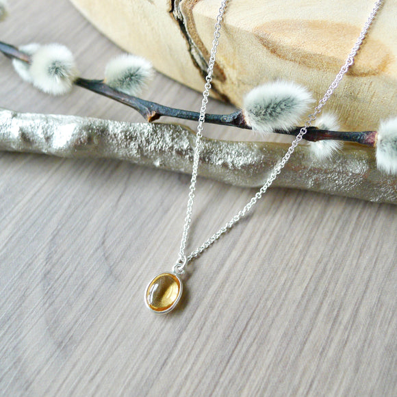 Citrine Necklace, Smooth Oval