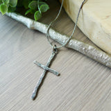 Large Cross Necklace, Rustic Mens Cross